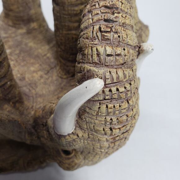 Vintage African Resin Elephant 11" Gray Plant Stand Table Statue Garden Bohemian - Picture 16 of 16